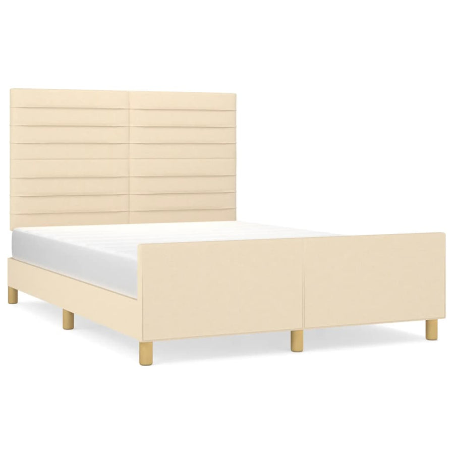 Bedframe Met Hoofdeinde Stof Kleurig Crème 140 x 190 cm Horizontale strepen