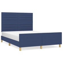 Bedframe Met Hoofdeinde Stof Blauw 140 x 190 cm Horizontale strepen