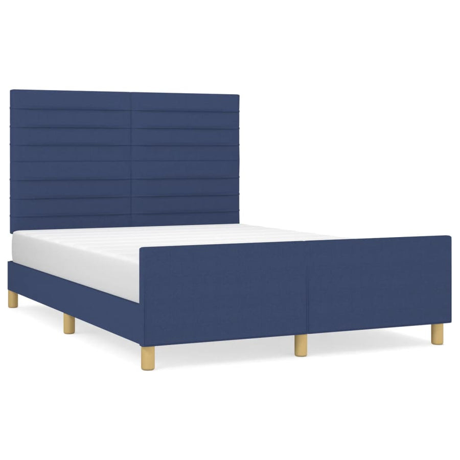 Bedframe Met Hoofdeinde Stof Blauw 140 x 190 cm Horizontale strepen
