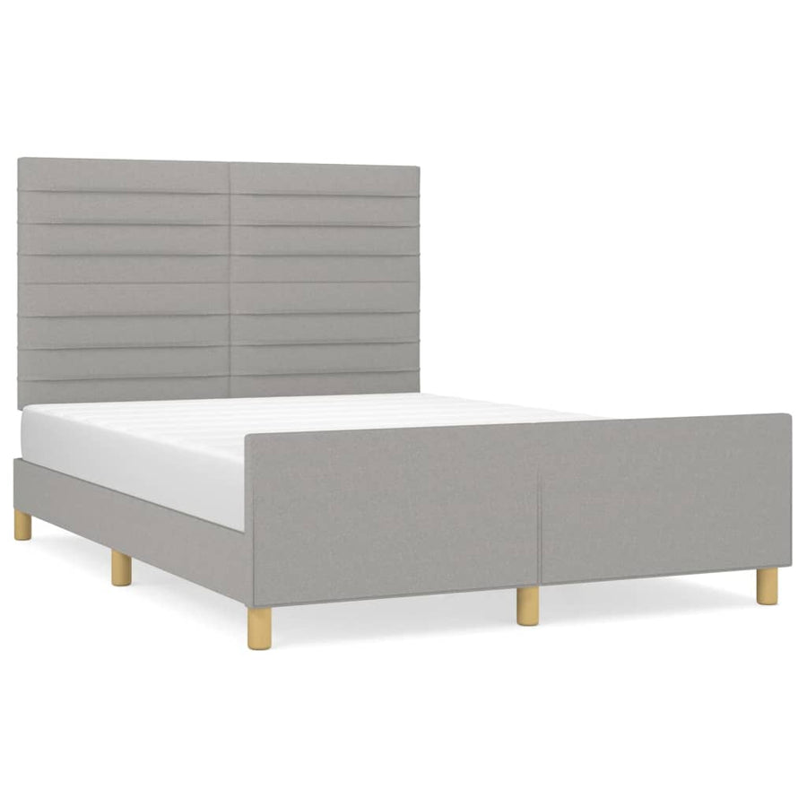 Bedframe met hoofdeinde stof lichtgrijs 140x200 cm 140 x 200 cm Lichtgrijs