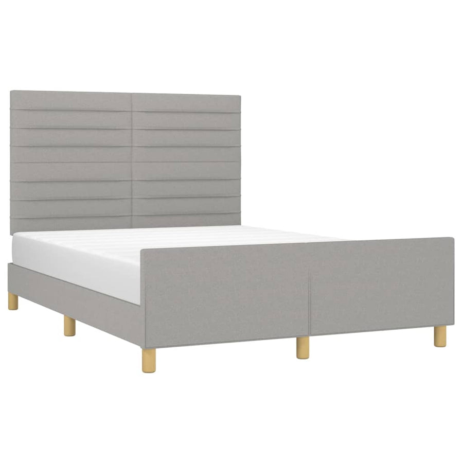 Bedframe met hoofdeinde stof lichtgrijs 140x200 cm 140 x 200 cm Lichtgrijs