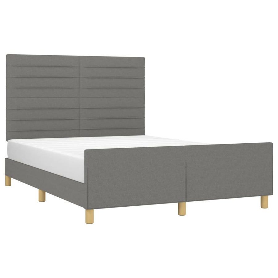Bedframe Met Hoofdeinde Stof Donkergrijs 140 x 200 cm Horizontale strepen
