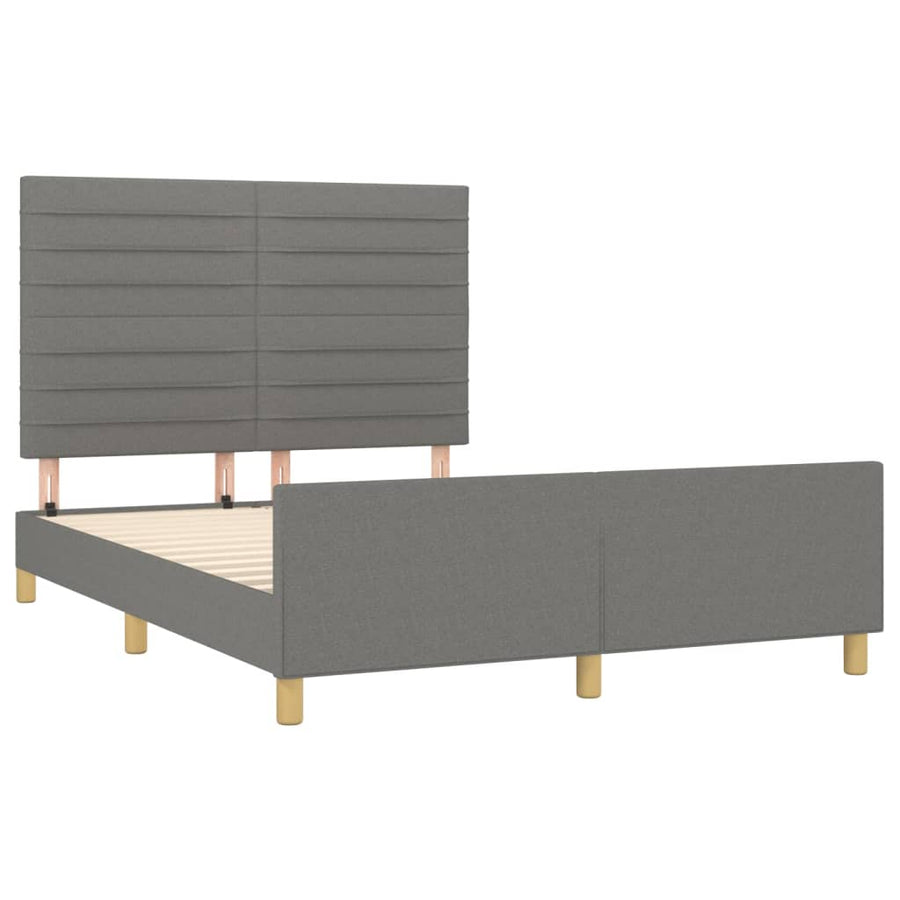 Bedframe Met Hoofdeinde Stof Donkergrijs 140 x 200 cm Horizontale strepen