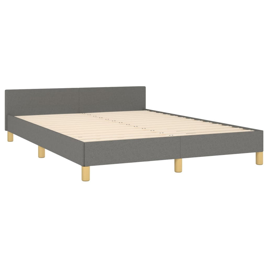 Bedframe Met Hoofdeinde Stof Donkergrijs 140 x 200 cm Horizontale strepen