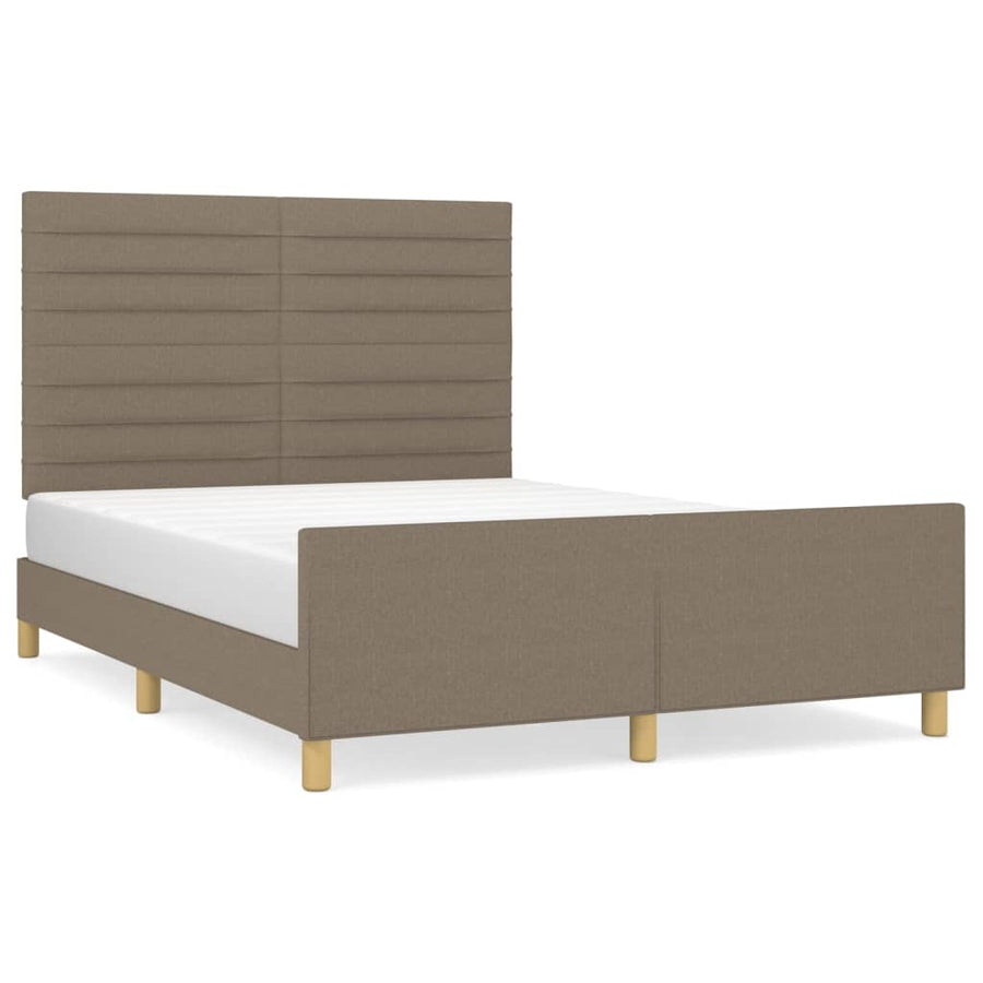 Bedframe met hoofdeinde stof taupe 140x200 cm 140 x 200 cm Horizontale strepen