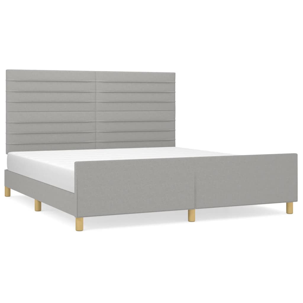 Bedframe met hoofdeinde stof lichtgrijs 160x200 cm 160 x 200 cm Lichtgrijs