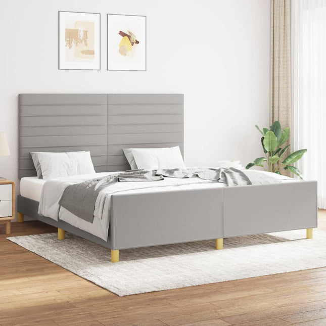 Bedframe met hoofdeinde stof lichtgrijs 160x200 cm 160 x 200 cm Lichtgrijs