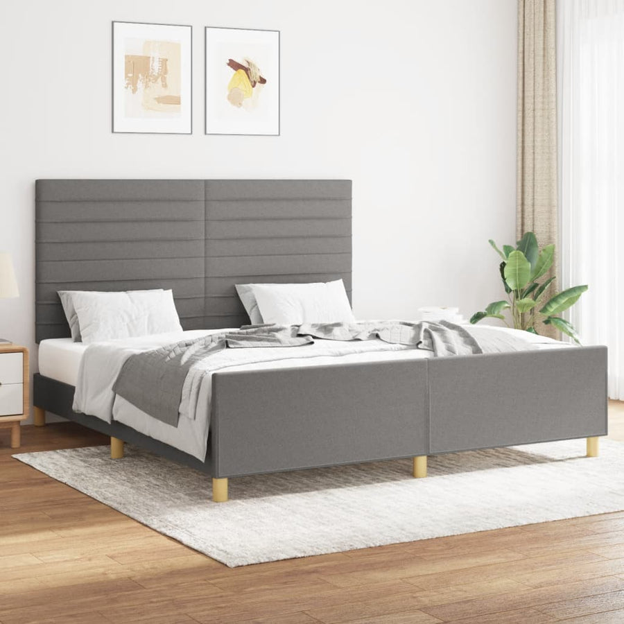 Bedframe Met Hoofdeinde Stof Donkergrijs 160 x 200 cm Horizontale strepen