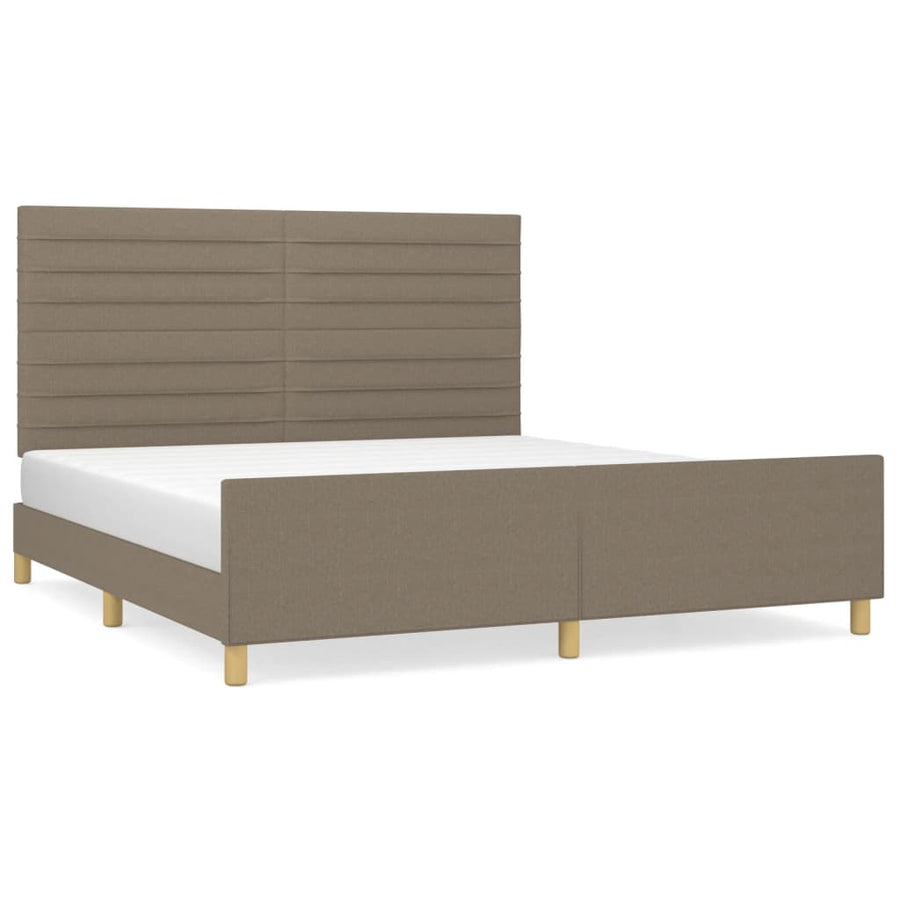 Bedframe Met Hoofdeinde Stof Taupe 160X200 Cm 160 x 200 cm Horizontale strepen