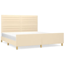 Bedframe Met Hoofdeinde Stof Kleurig Crème 160 x 200 cm Horizontale strepen