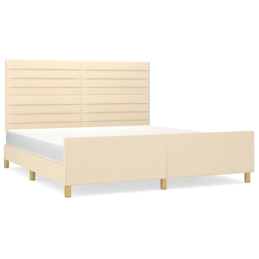 Bedframe Met Hoofdeinde Stof Kleurig Crème 160 x 200 cm Horizontale strepen