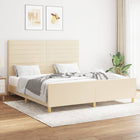 Bed frame without mattress fabric cream 160x200 cm