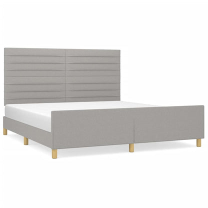 Bedframe met hoofdeinde stof lichtgrijs 180x200 cm 180 x 200 cm Horizontale strepen