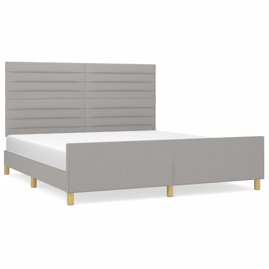 Bedframe met hoofdeinde stof lichtgrijs 180x200 cm 180 x 200 cm Horizontale strepen