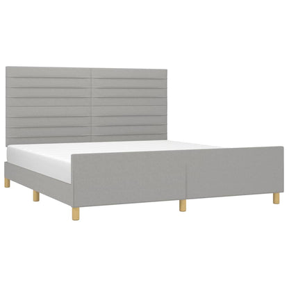 Bedframe met hoofdeinde stof lichtgrijs 180x200 cm 180 x 200 cm Horizontale strepen