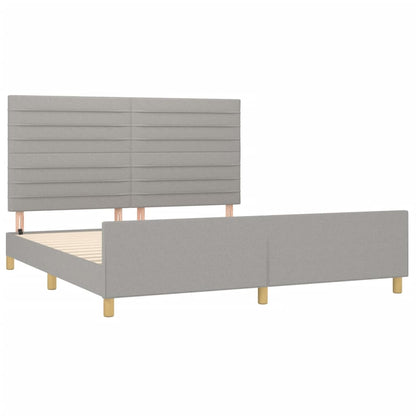 Bedframe met hoofdeinde stof lichtgrijs 180x200 cm 180 x 200 cm Horizontale strepen