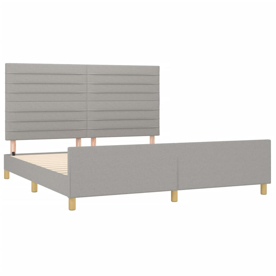 Bedframe met hoofdeinde stof lichtgrijs 180x200 cm 180 x 200 cm Horizontale strepen