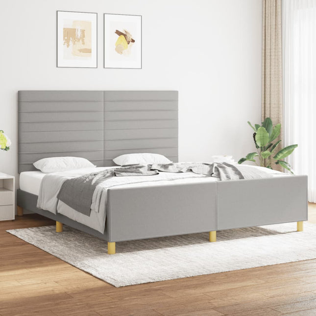 Bedframe met hoofdeinde stof lichtgrijs 180x200 cm 180 x 200 cm Horizontale strepen