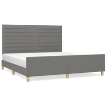 Bedframe Met Hoofdeinde Stof Donkergrijs 180 x 200 cm Horizontale strepen
