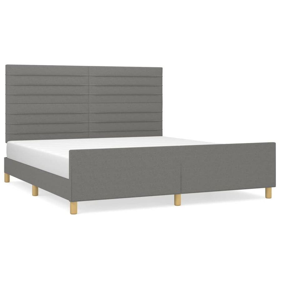 Bedframe Met Hoofdeinde Stof Donkergrijs 180 x 200 cm Horizontale strepen