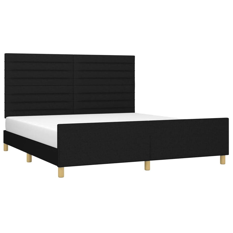 Bedframe Met Hoofdeinde Stof Zwart 180 x 200 cm Horizontale strepen