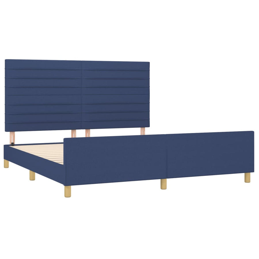 Bedframe Met Hoofdeinde Stof Blauw 180 x 200 cm Horizontale strepen