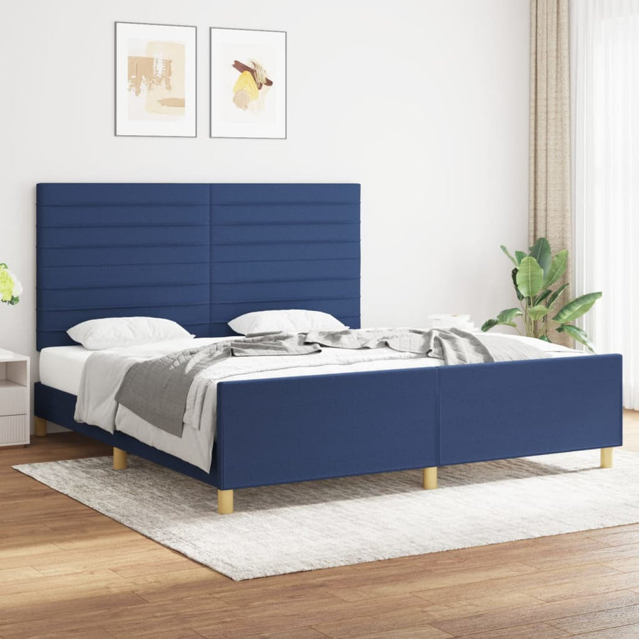 Bedframe Met Hoofdeinde Stof Blauw 180 x 200 cm Horizontale strepen