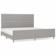Bedframe met hoofdeinde stof lichtgrijs 200x200 cm 200 x 200 cm Horizontale strepen