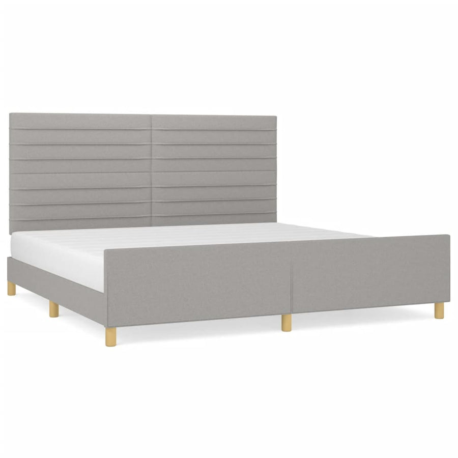 Bedframe met hoofdeinde stof lichtgrijs 200x200 cm 200 x 200 cm Horizontale strepen