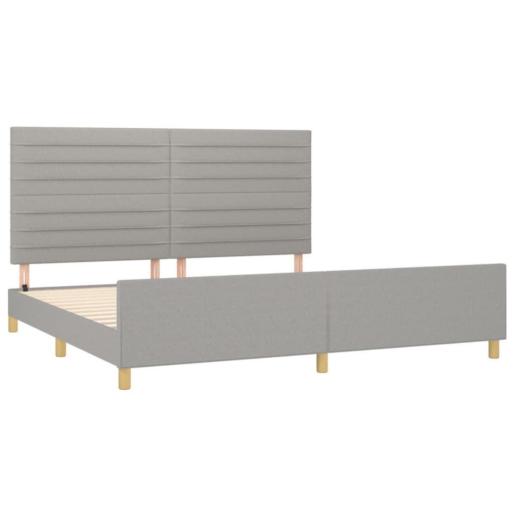 Bedframe met hoofdeinde stof lichtgrijs 200x200 cm 200 x 200 cm Horizontale strepen