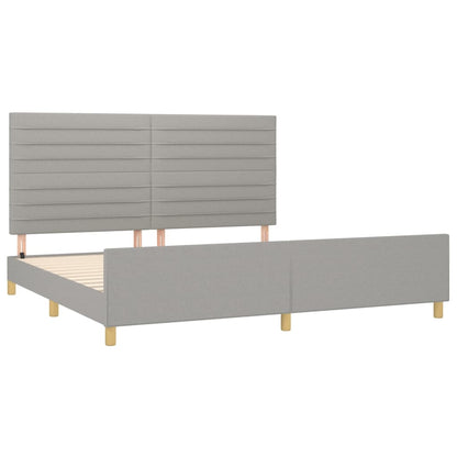 Bedframe met hoofdeinde stof lichtgrijs 200x200 cm 200 x 200 cm Horizontale strepen