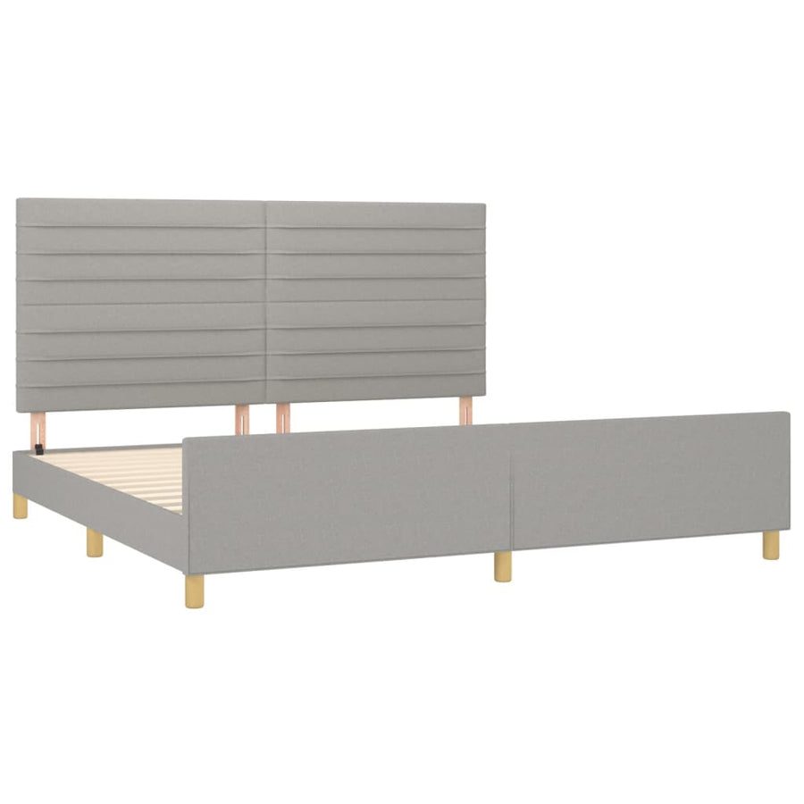 Bedframe met hoofdeinde stof lichtgrijs 200x200 cm 200 x 200 cm Horizontale strepen