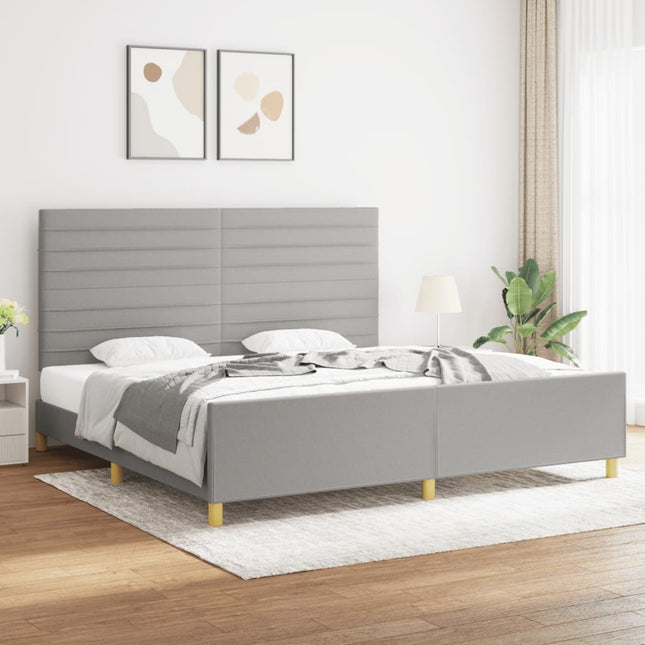 Bedframe met hoofdeinde stof lichtgrijs 200x200 cm 200 x 200 cm Horizontale strepen