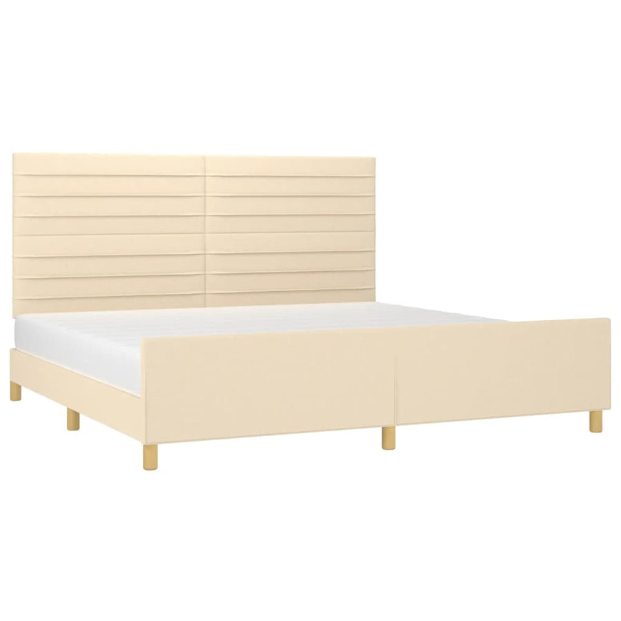 Bedframe Met Hoofdeinde Stof Kleurig Crème 200 x 200 cm Horizontale strepen