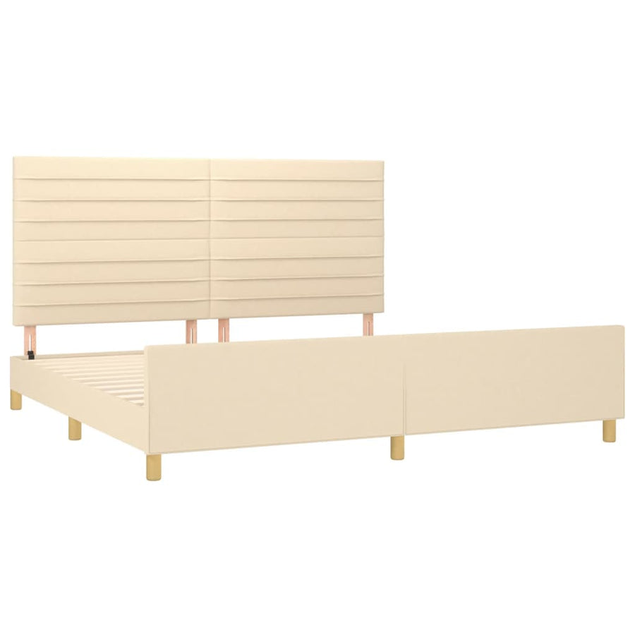 Bedframe Met Hoofdeinde Stof Kleurig Crème 200 x 200 cm Horizontale strepen
