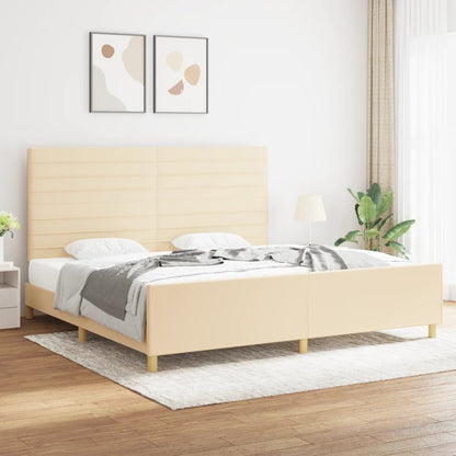 Bedframe Met Hoofdeinde Stof Kleurig Crème 200 x 200 cm Horizontale strepen