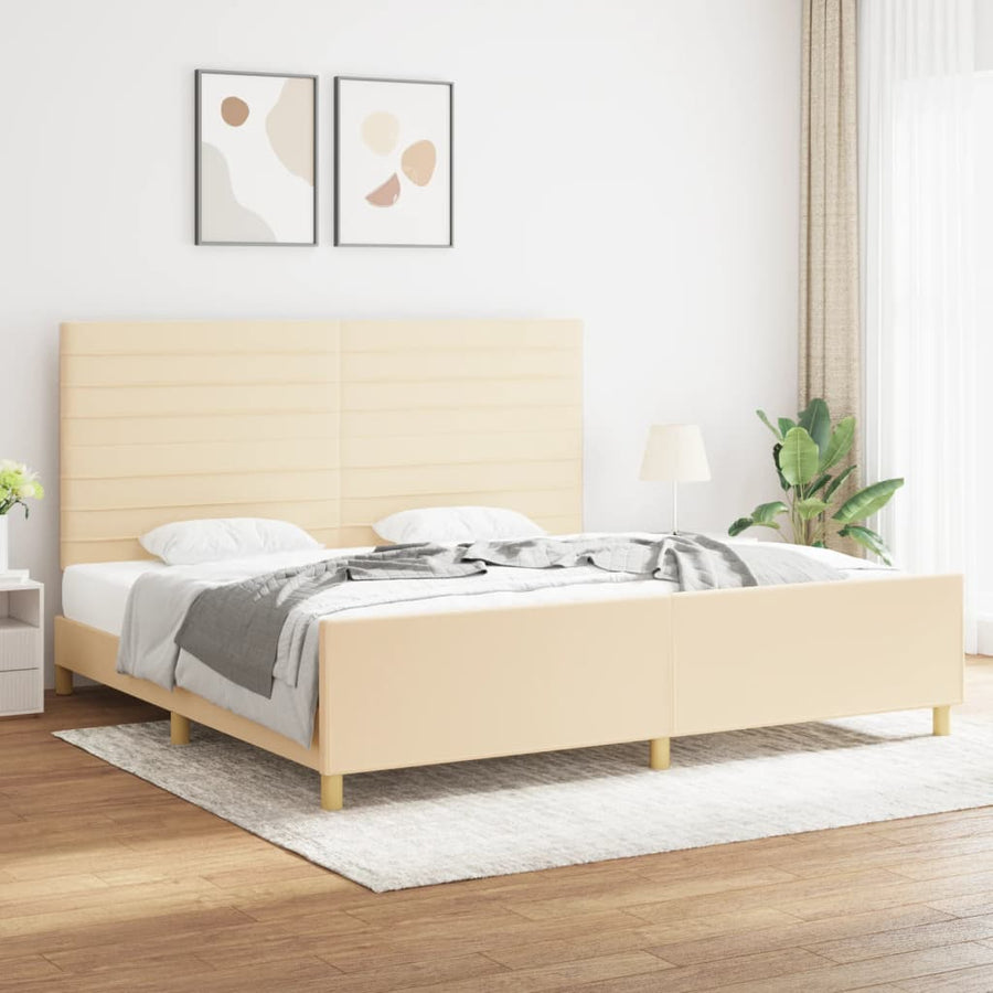 Bedframe Met Hoofdeinde Stof Kleurig Crème 200 x 200 cm Horizontale strepen