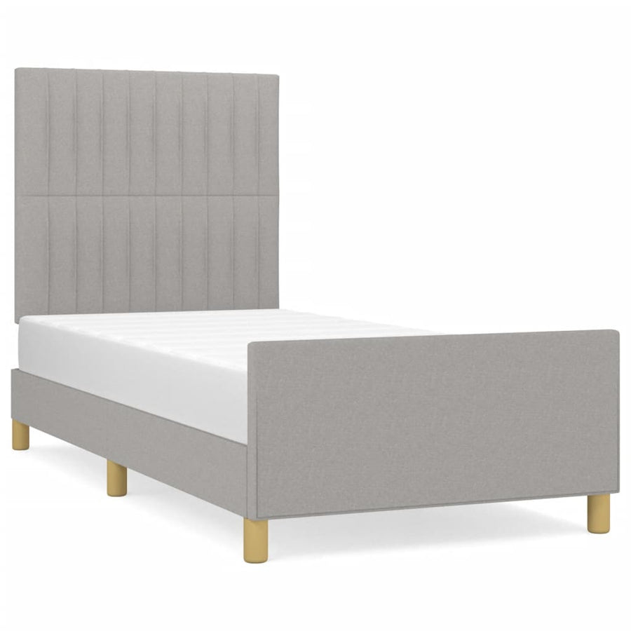Bedframe met hoofdbord stof lichtgrijs 80x200 cm 80 x 200 cm Lichtgrijs
