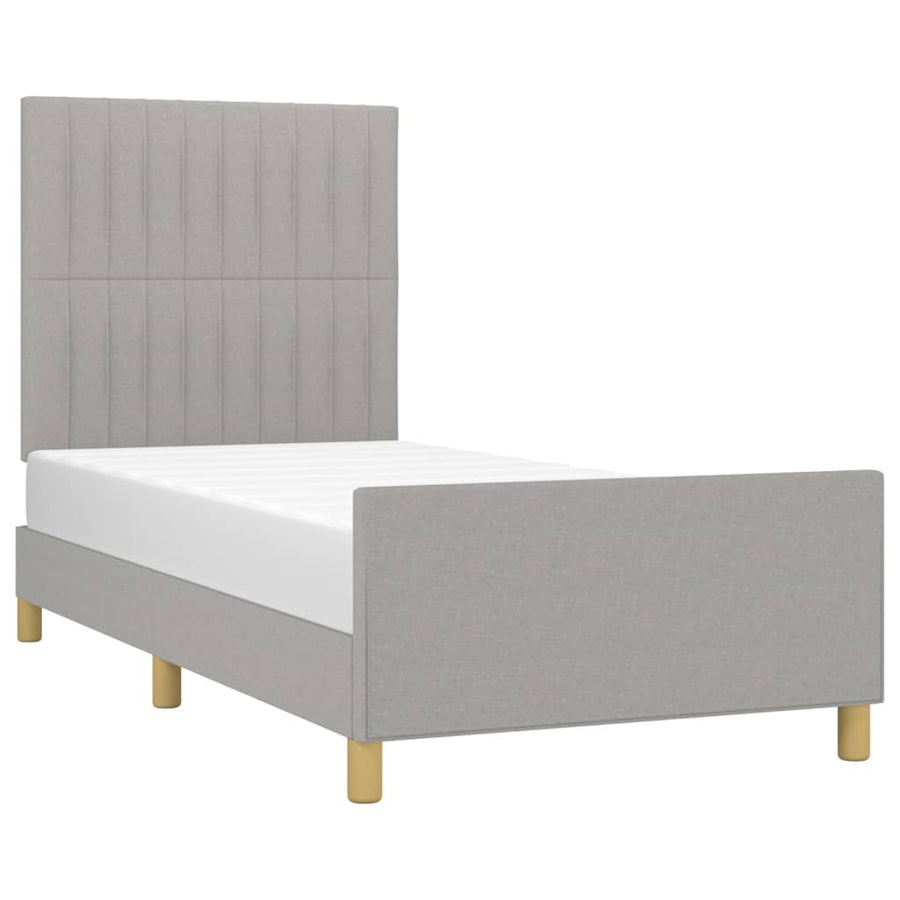 Bedframe met hoofdbord stof lichtgrijs 80x200 cm 80 x 200 cm Lichtgrijs