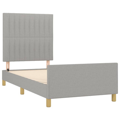 Bedframe met hoofdbord stof lichtgrijs 80x200 cm 80 x 200 cm Lichtgrijs