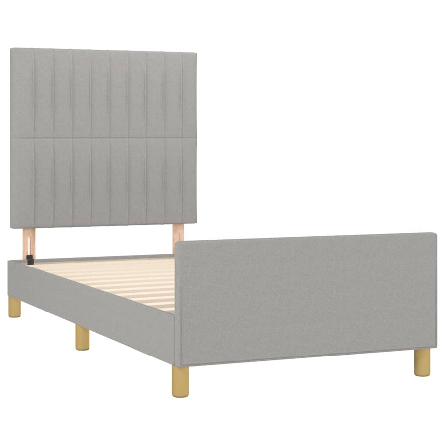Bedframe met hoofdbord stof lichtgrijs 80x200 cm 80 x 200 cm Lichtgrijs
