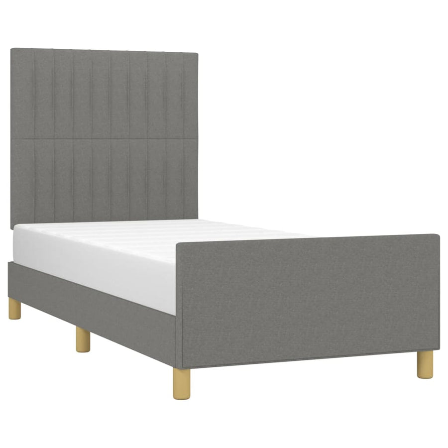 Bedframe Met Hoofdbord Stof Donkergrijs 80 x 200 cm Verticale strepen