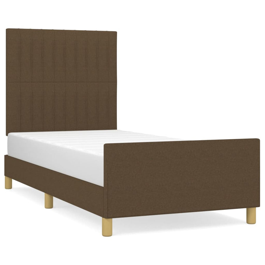 Bedframe Met Hoofdeinde Stof Donkerbruin 80 x 200 cm Verticale strepen