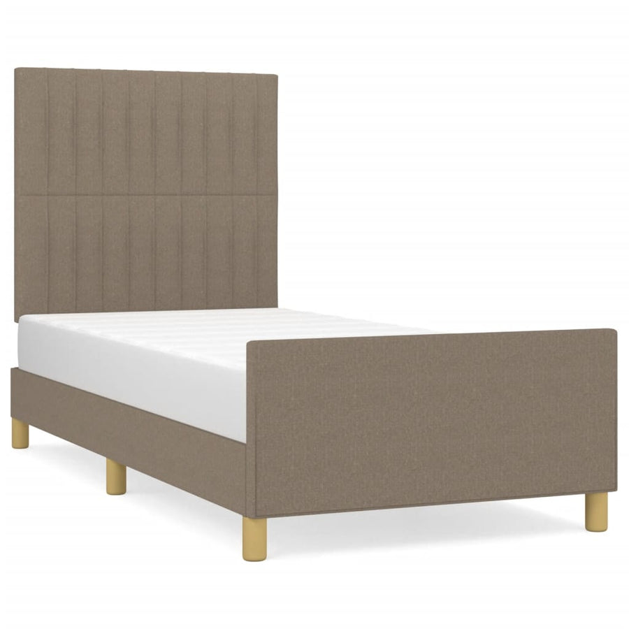 Bedframe Met Hoofdeinde Stof Taupe 80 x 200 cm Verticale strepen