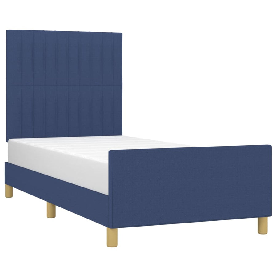 Bedframe Met Hoofdbord Stof Blauw 80 x 200 cm Verticale strepen