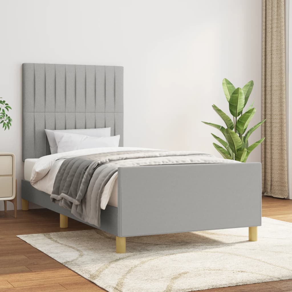 Bedframe met hoofdeinde stof lichtgrijs 90x190 cm 90 x 190 cm Lichtgrijs