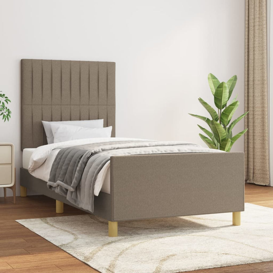 Bedframe Met Hoofdeinde Stof Taupe 90 x 190 cm Verticale strepen