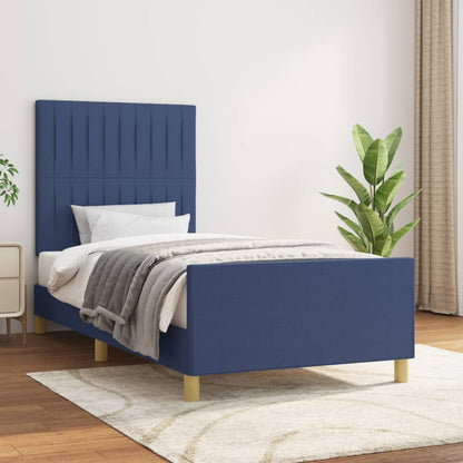 Bedframe Met Hoofdeinde Stof Blauw 90X190 Cm Blauw