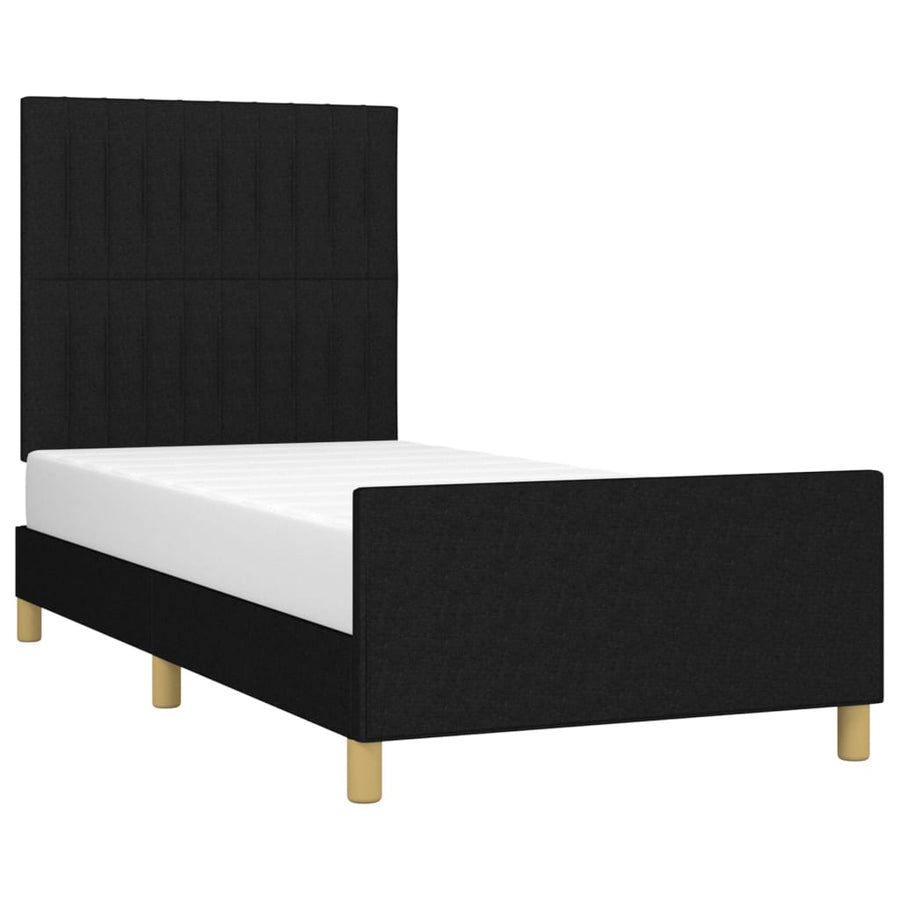 Bedframe Met Hoofdeinde Stof Zwart 90 x 200 cm Verticale strepen