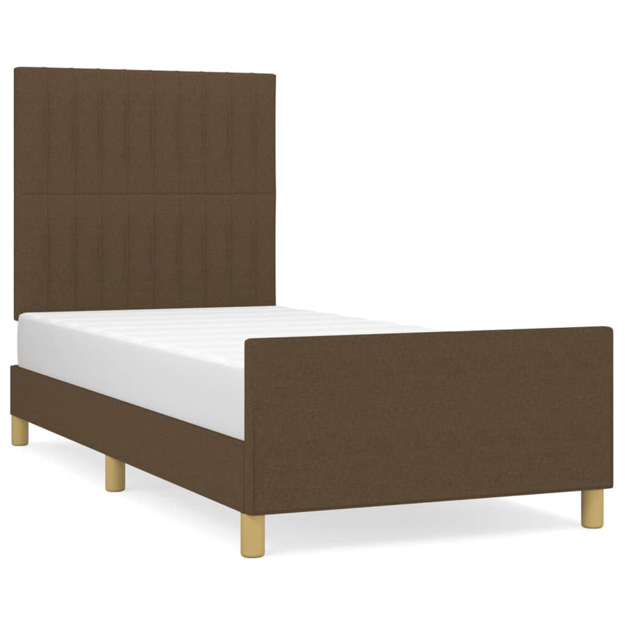 Bedframe Met Hoofdeinde Stof Donkerbruin 90 x 200 cm Verticale strepen